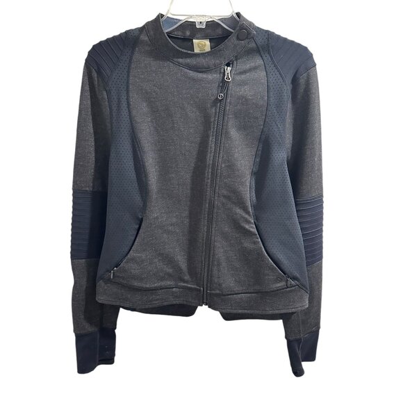 ๐ 2/$20 ๐ Black and Gray Diagonal Zip Athletic Wear Jacket sz L - Picture 4 of 7